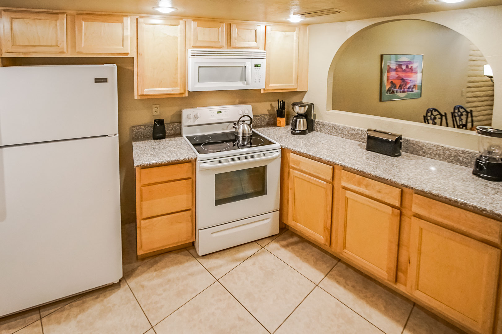 A fully equipped kitchen at VRI's Villas of Sedona in Arizona.